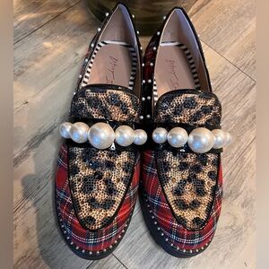 Betsey Johnson Leopard & Plaid Bedazzled Loafers – Women’s Size 10 (New)